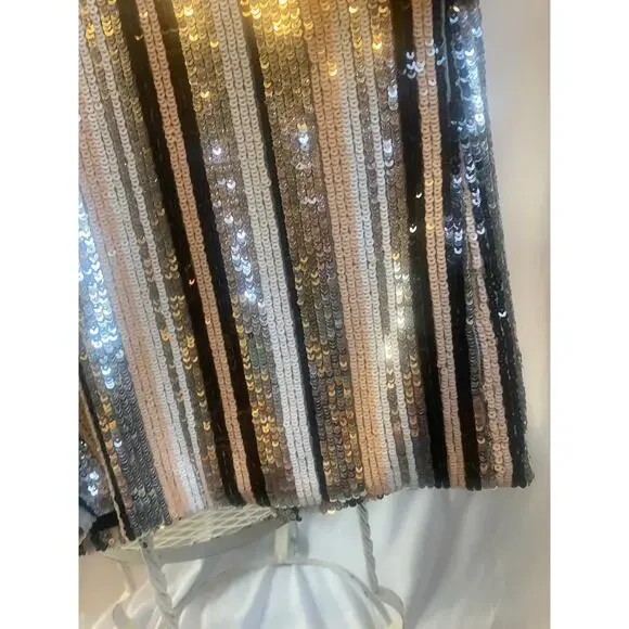 Lucy Paris Dress Sequin Cocktail Concert Mini Multicolor Spaghetti Straps Medium - Picture 7 of 8